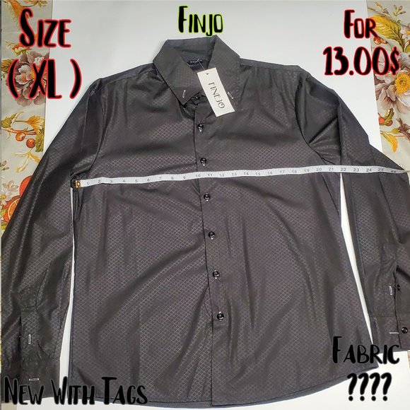 Finjo Black Button Shirt (XL) New With Tags - Picture 1 of 5